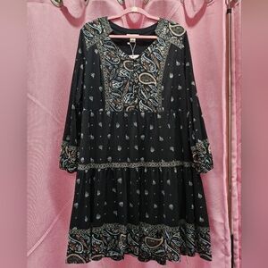 Style & Co Black Paisley Boho Dress Sz. 1X